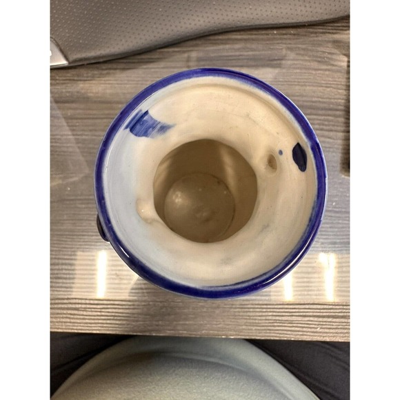 Moriage VASE Made In Japan Cobalt Blue Asian Oriental 6.5" Tall 2 Handle - Picture 5 of 6